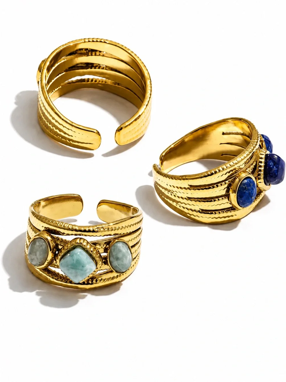 Vintage Gold-Tone Ring with Aqua Stones